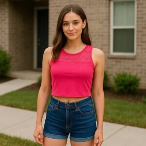 Aeropostale Crop Top Map to Mars Pink Lace